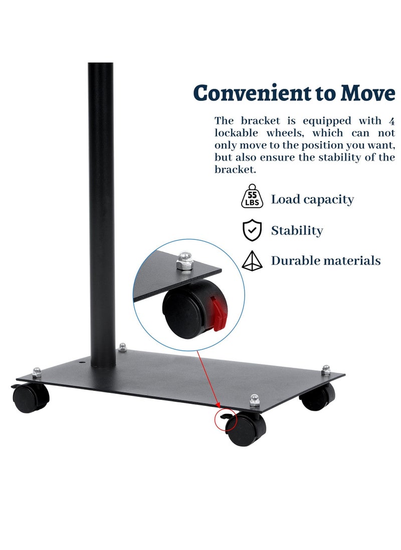 Mobile TV Stand for 12 to 42 inch TVs, Portable TV Stand with Lockable Wheels, TV Mount VESA Stand with Height Adjustable and 360 Degree Swivel Floor TV Stand for Bedroom Living Room Corner