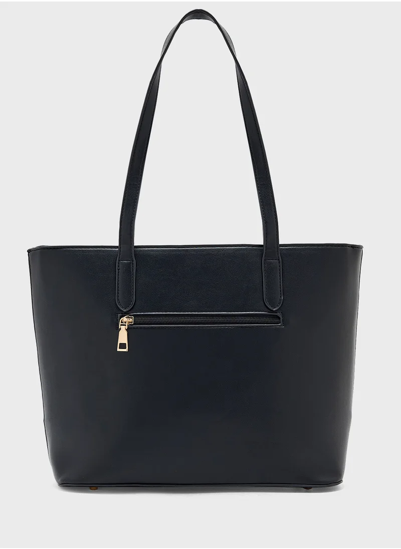 ايلا 3 In 1 Weave Textured Tote Bag With Crosssbody & Wallet