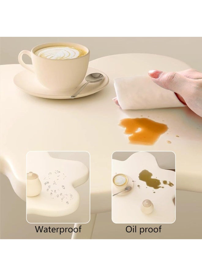 LBMT طاولة جانبية على شكل زهرة،طاولة جانبية خشبية مستديرة مكونة من طبقتين بجانب السرير،منضدة ليلية بسيطة،توضع في الطاولة الجانبية الضيقة الرئيسية لغرفة المعيشة وغرفة النوم والمكتب (أبيض) - Image 3