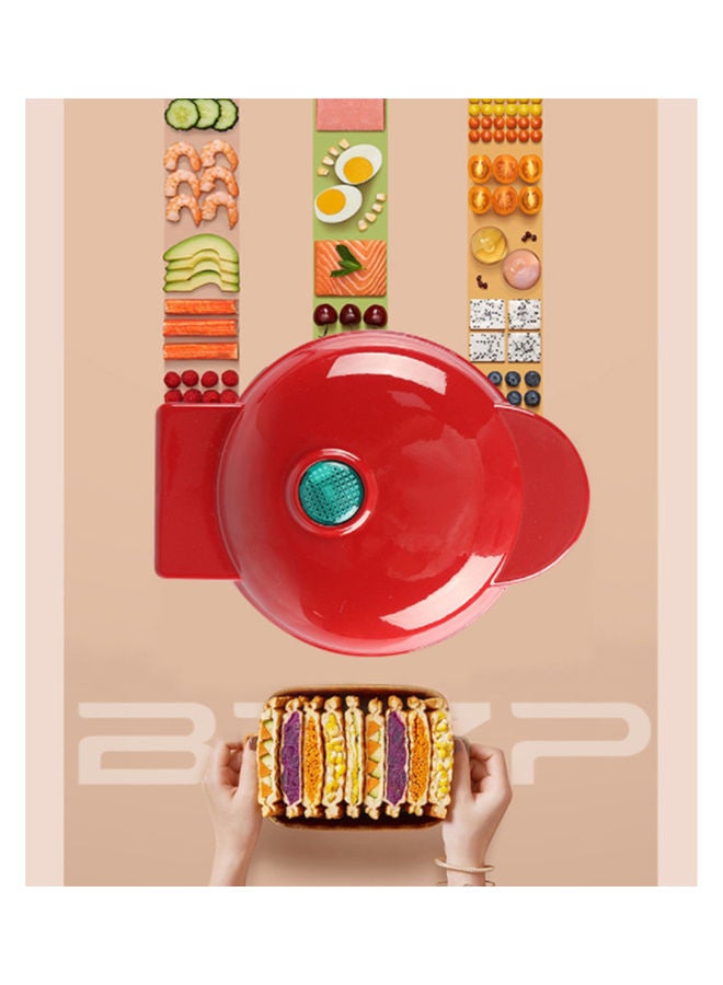 Multipurpose Waffle Maker 420W Breakfast Sandwich Cake Mini Baking Home Use Red Black - Image 3
