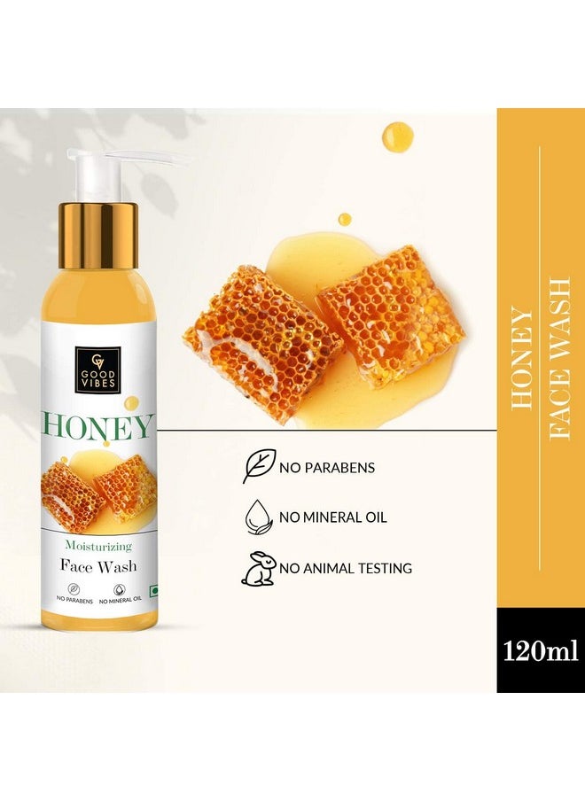 Good Vibes Honey Moisturizing Face Wash 120 Ml | Soothing Hydrating Lightening Face Cleanser For All Skin Types| Adds Glow & Helps Brighten Skin Tone | No Parabens No Mineral Oil  - Image 3