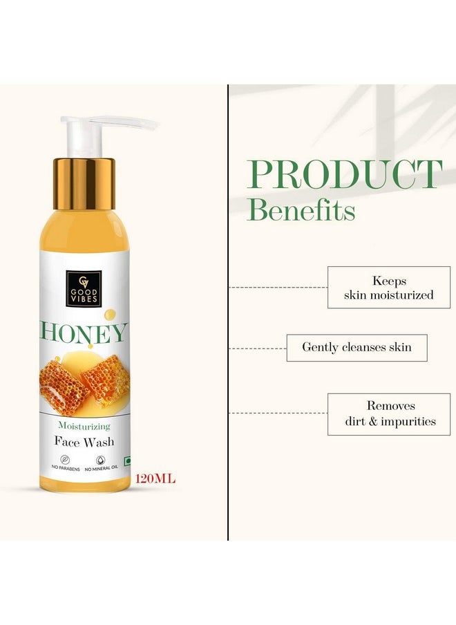Good Vibes Honey Moisturizing Face Wash 120 Ml | Soothing Hydrating Lightening Face Cleanser For All Skin Types| Adds Glow & Helps Brighten Skin Tone | No Parabens No Mineral Oil  - Image 4