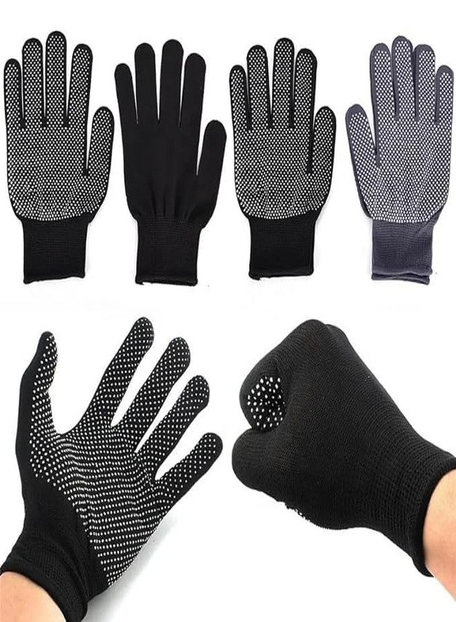 HIGHOPS Sports PVC DOTED Cotton Gloves halp for Cricket Bating and Full grriping in bat Hand he is incris for Bating (Pair Black) - Image 2