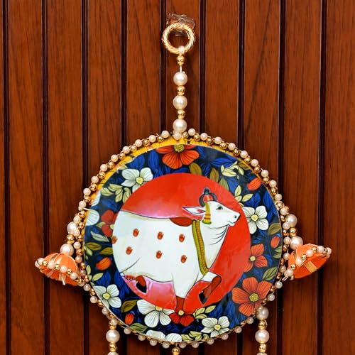 CraftVatika Diwali Decor Items, Pichwai Cow Hanging Latkan for Wall Home Door Decor, Diwali Decoration Items, Jhumki Hanging Decor for Home Festive Decor (41 CM Height) - Image 2