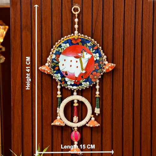 CraftVatika Diwali Decor Items, Pichwai Cow Hanging Latkan for Wall Home Door Decor, Diwali Decoration Items, Jhumki Hanging Decor for Home Festive Decor (41 CM Height) - Image 5