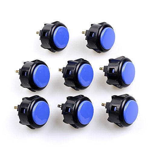 Sanwa 8 pcs OBSF-30 Original Push Button 30mm - for Arcade Jamma Video Game & Arcade Joystick Games Console (Black & Blue), Use for Arcade Game Machine Cabinet S@NWA - Image 1