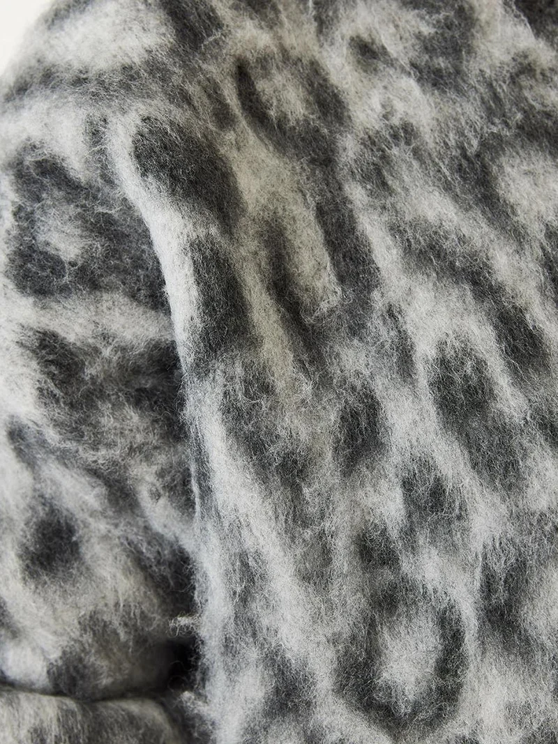 Bianco Lucci Multicolor LUCCI Leopard Print Crew Neck Knitted Sweater for Women | Best Price UAE