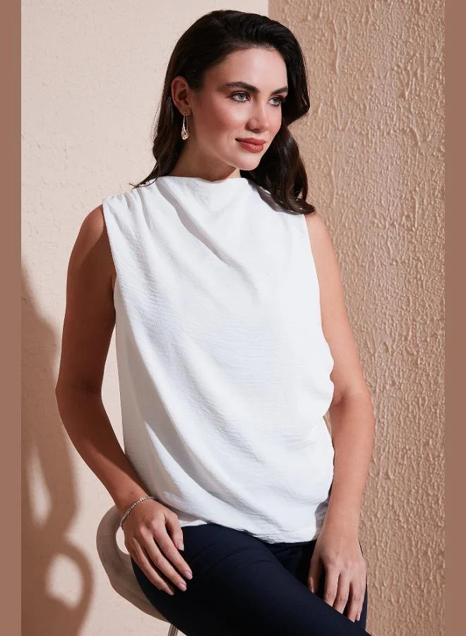 Lela Lela Slim Fit Stand Collar Shoulder Gathered Blouse Women's BLOUSE 6527836