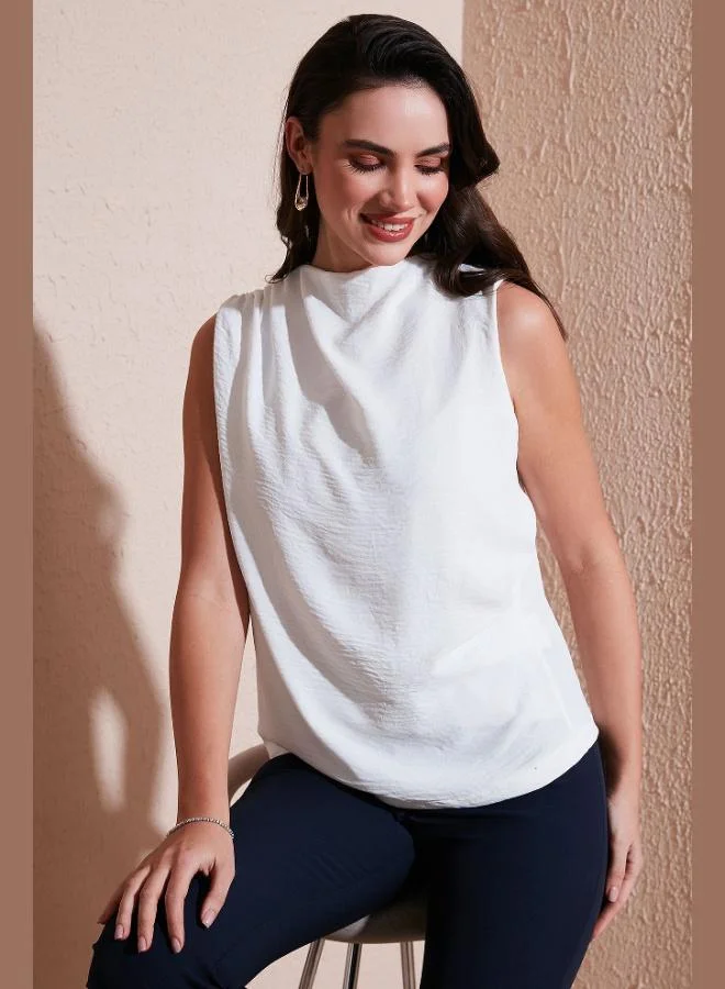 Lela Lela Slim Fit Stand Collar Shoulder Gathered Blouse Women's BLOUSE 6527836