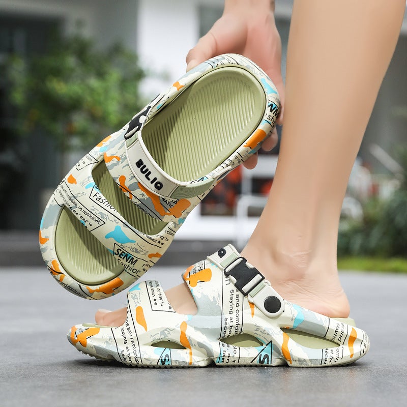 Summer Parent-Child Shoes, Fashionable Children'S Slippers, Couple'S Outdoor Slip-On Slippers, Non-Slip, Unisex Thick-Soled Beach Sandals - Image 2