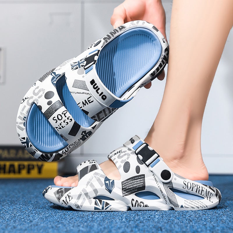 Summer Parent-Child Shoes, Fashionable Children'S Slippers, Couple'S Outdoor Slip-On Slippers, Non-Slip, Unisex Thick-Soled Beach Sandals - Image 1