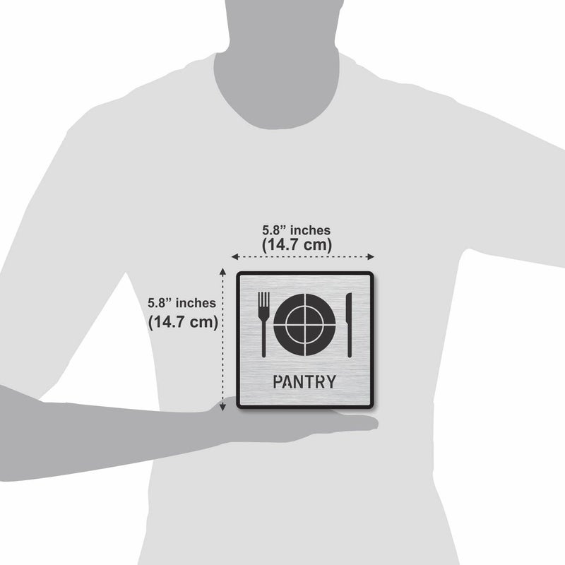 BerryBox Premium Brush Finish Square Silver Acrylic Pantry Sign Easy Mount 3M Self-Adhesive Tape 5.8 Inch Signage Office Corporate Hospital Business Society Resort Hotels Clubhouse Clinic - Image 2