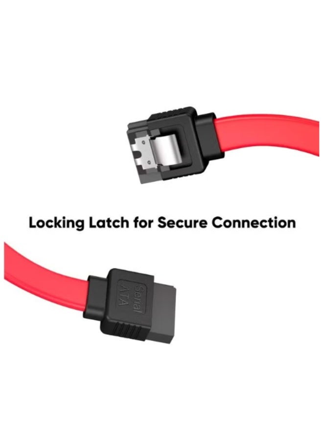 6 كابل SATA III مقاس 20 سنتمتر SATA III 6.0 جيجابت في الثانية كابل بيانات 7 سنون أنثى إلى أنثى مع مزلاج قفل أحمر - Image 2