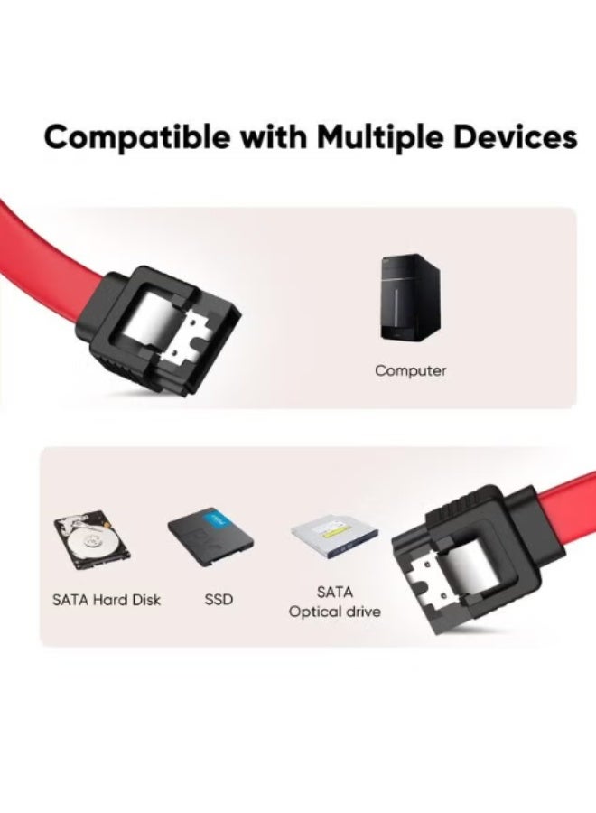 6 كابل SATA III مقاس 20 سنتمتر SATA III 6.0 جيجابت في الثانية كابل بيانات 7 سنون أنثى إلى أنثى مع مزلاج قفل أحمر - Image 5