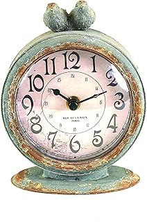 Creative Co-op Creative Co-op Grey Pewter Mantel Birds Clocks, Pack of 1,DA3835  - Image 1