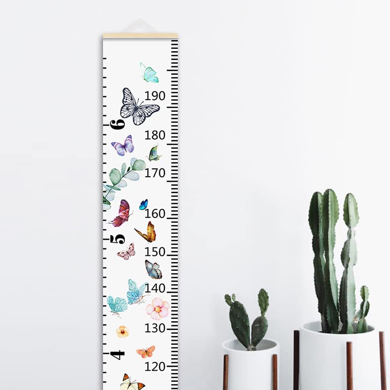 LoveNite Baby Growth Chart, Height Wall Chart for Kids, 79 x 7.9in Wooden Frame Canvas Measurement Hanging Ruler for Child’s Room Decoration (Butterfly) - Image 3