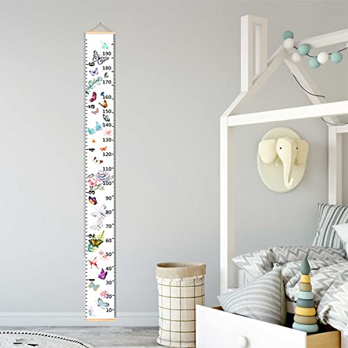 LoveNite Baby Growth Chart, Height Wall Chart for Kids, 79 x 7.9in Wooden Frame Canvas Measurement Hanging Ruler for Child’s Room Decoration (Butterfly) - Image 2