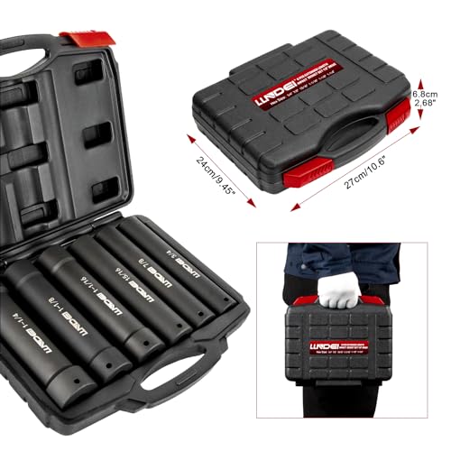 LLNDEI 1/2 Inch Drive Extended Length Impact Socket Set 6PCS Extra Deep Socket Set Include Sizes 3/4", 7/8", 15/16", 1-1/16", 1-1/8", 1-1/4" for High Torque Use - Image 5