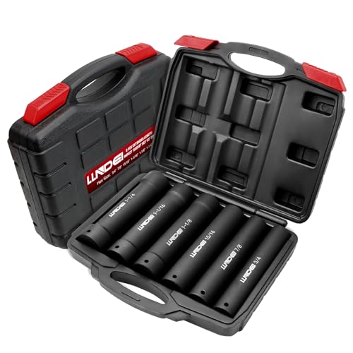 LLNDEI 1/2 Inch Drive Extended Length Impact Socket Set 6PCS Extra Deep Socket Set Include Sizes 3/4", 7/8", 15/16", 1-1/16", 1-1/8", 1-1/4" for High Torque Use - Image 1