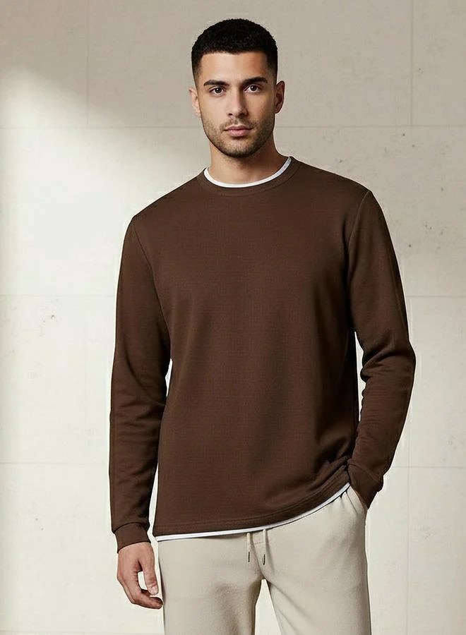 Splash FAV Men Slim Fit Textured Sweatshirt