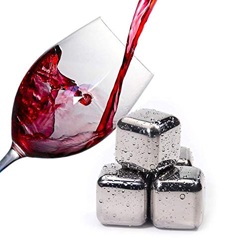 THW® Stainless Steel Pack of 8 Reusable Ice Cubes Chilling Stones with Tong & Freezer Storage Tray for Whiskey, Wine & Soft Drinks - Image 2