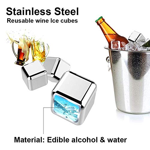 THW® Stainless Steel Pack of 8 Reusable Ice Cubes Chilling Stones with Tong & Freezer Storage Tray for Whiskey, Wine & Soft Drinks - Image 3