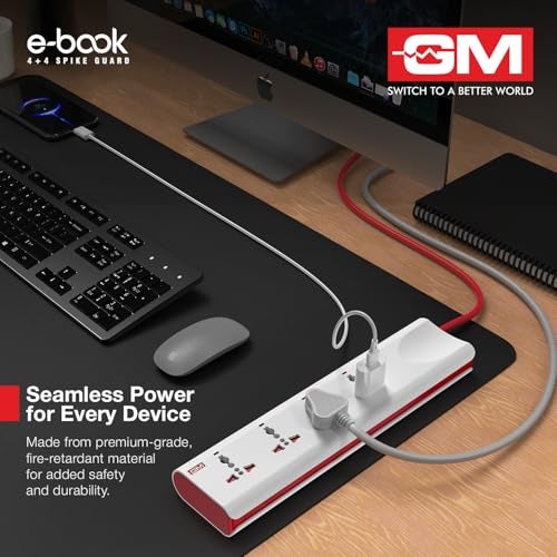 GM 3061 E-Book Power Strip | 4 Universal Sockets + Individual Switches | 2m Heavy-Duty Cord | Thermal Trip Overload Protection | LED Indicator | Child Safety Shutters - Image 4