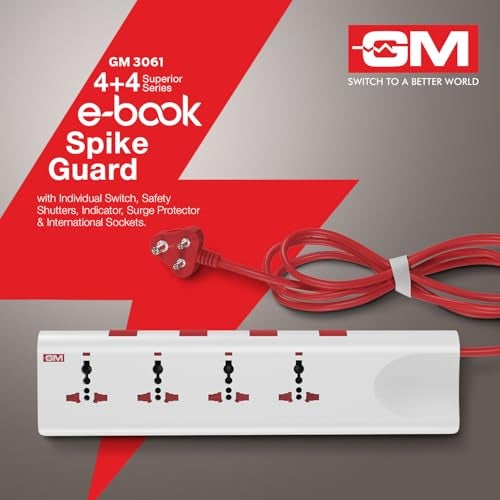 GM 3061 E-Book Power Strip | 4 Universal Sockets + Individual Switches | 2m Heavy-Duty Cord | Thermal Trip Overload Protection | LED Indicator | Child Safety Shutters - Image 5