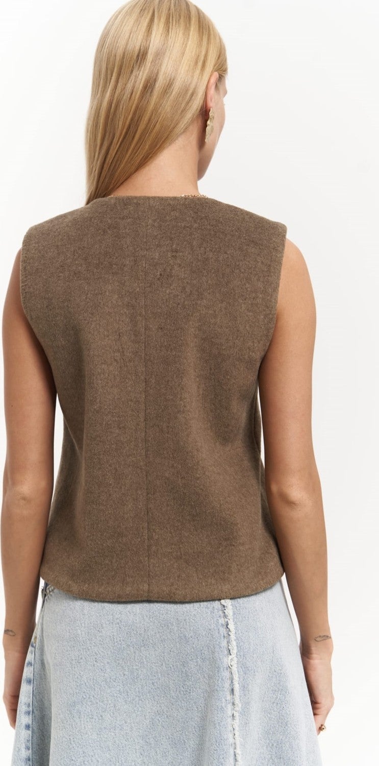 Mai Collection Pace Soft Brown Short Vest  - Image 3
