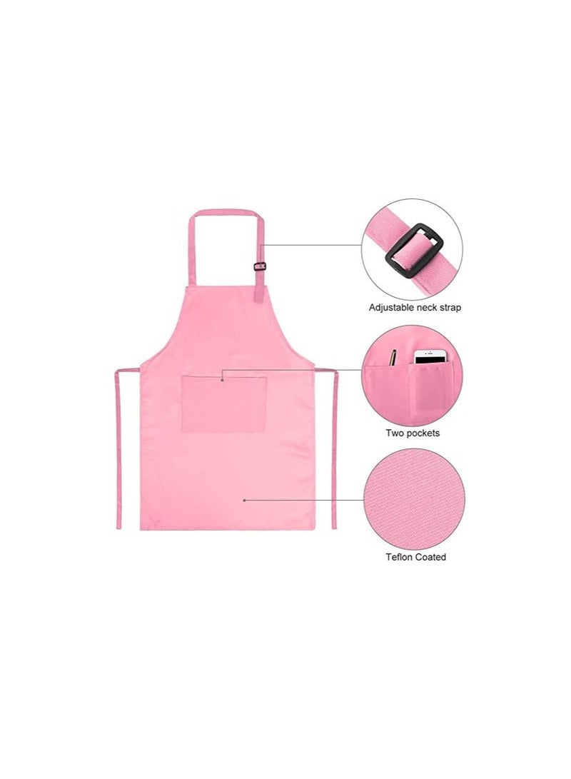 Excefore 6 Pieces Kids Apron Chef Hat Set - Boys Girls Aprons with Pockets for Kitchen Cooking Baking Painting  - Image 3