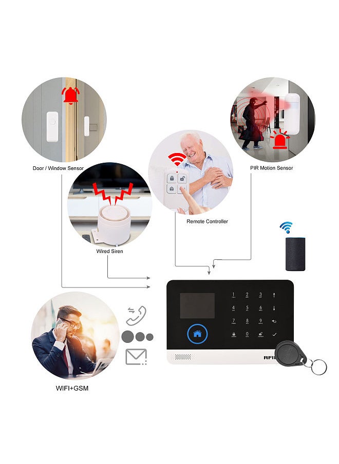 Generic - 433MHz Wireless WIFI + GSM Auto-dial Alarm Security System LCD Display Door Sensor PIR Motion Sensor Phone APP Remote Control Home Voice Control Smart Home Burglar Security Alarm System - Image 1