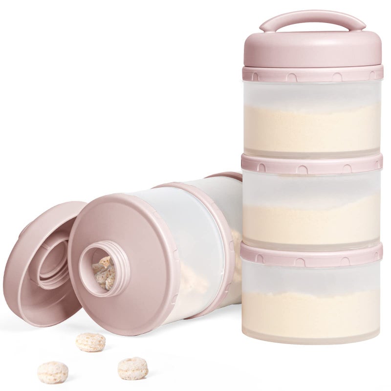 Termichy Stackable Formula Dispenser Portable Milk Powder Container, 2 Pack, Light Pink - Image 1