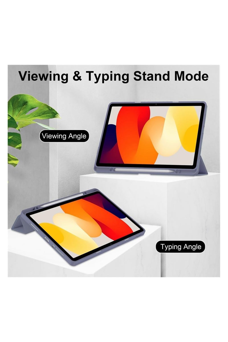 Redmi Pad SE 11 Inch Case, Transparent Back, Pen Holder, Redmi Pad SE Cover, Tablet Case with Auto Sleep/Wake Function, Trifold Stand, Shockproof, Lightweight (Redmi Pad SE, Purple Grey) - Image 3