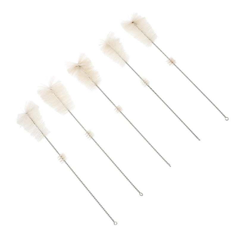 5 Piece Erlenmeyer Flask Brush Set For Test Tubes Glass Straws And Laboratory Beakers Beige 26X4XM - Image 2