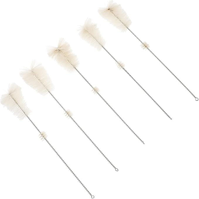 5 Piece Erlenmeyer Flask Brush Set For Test Tubes Glass Straws And Laboratory Beakers Beige 26X4XM - Image 1
