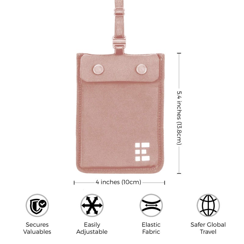 Zero Grid محفظة حمالة الصدر المخفية - حقيبة سفر وجيب سري لجواز السفر، النقود، بطاقات الائتمان - مخبأ سري لجميع أحجام حمالات الصدر - آمنة، مريحة، قابلة للغسل في الغسالة - وردي - Image 3