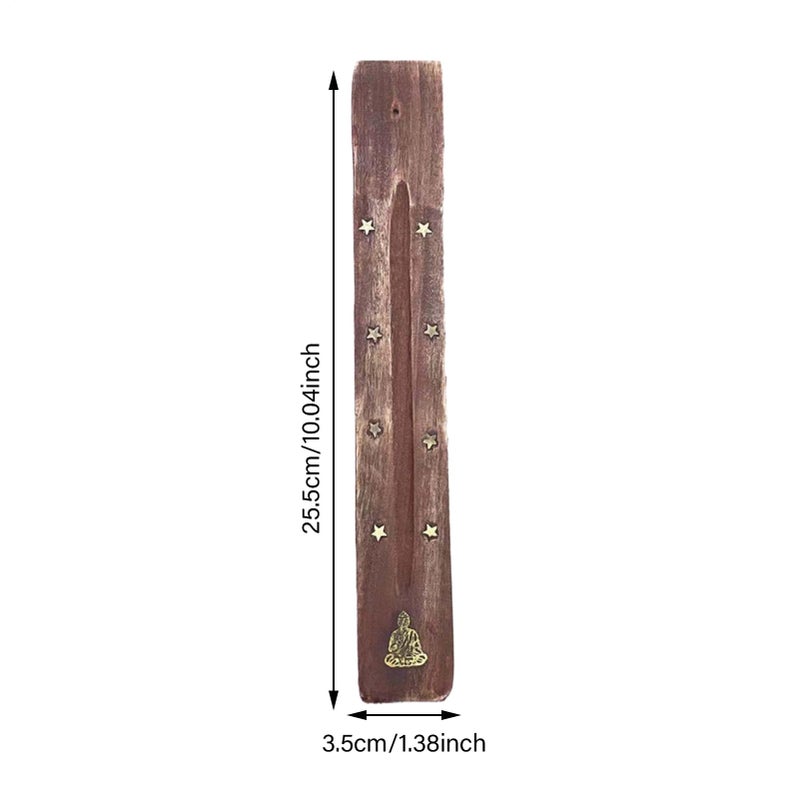 Buddha Wood Incense Holder Burner With Ash Catcher Tray Home Fragrance Decor - Image 5