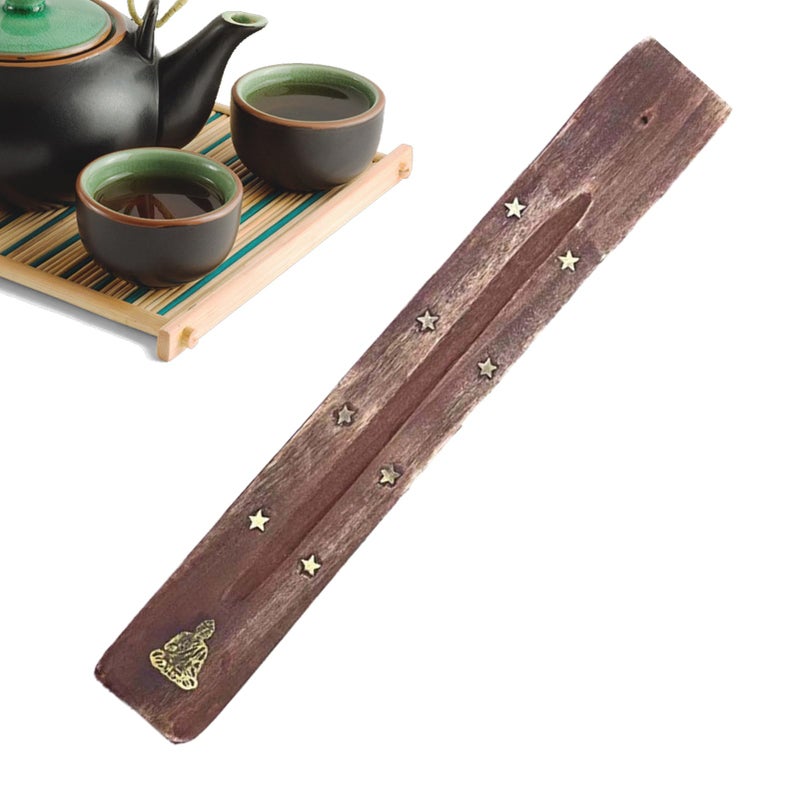 Buddha Wood Incense Holder Burner With Ash Catcher Tray Home Fragrance Decor - Image 2