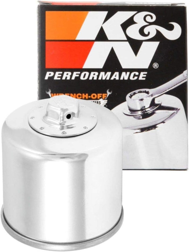 K+N K&N Motorcycle Oil Filter: High Performance, Premium, Designed to be used with Synthetic or Conventional Oils, Wrench Off Nut: Fits Select Honda, Kawasaki, Polaris, Yamaha Motorcycles, KN-204C - Image 1
