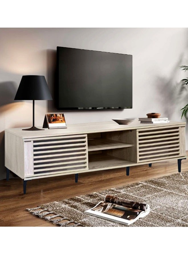 ليفينج طاولة تلفزيون بلازما خشبية مع رف 160×40×48 سم - Image 3