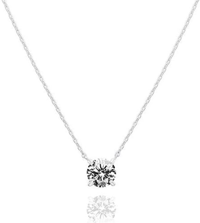 PAVOI 14K Gold Plated Crystal Solitaire Necklace with 1.5 Carat Cubic Zirconia - Image 3