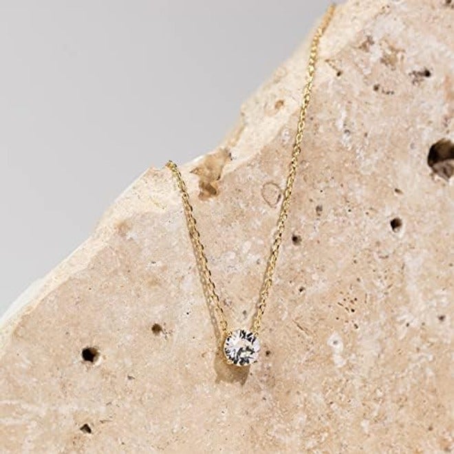 PAVOI 14K Gold Plated Crystal Solitaire Necklace with 1.5 Carat Cubic Zirconia - Image 5