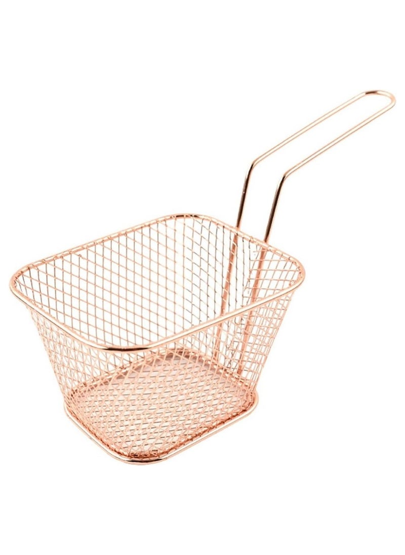 LIMITLESS Square Fry Basket for French Fries and Snacks Strain Excess Oil Effortlessly fry basket Stainless Steel Basket Food Display Strainers Chef Colander Tools Pasta Strainer (Pink)  - Image 1
