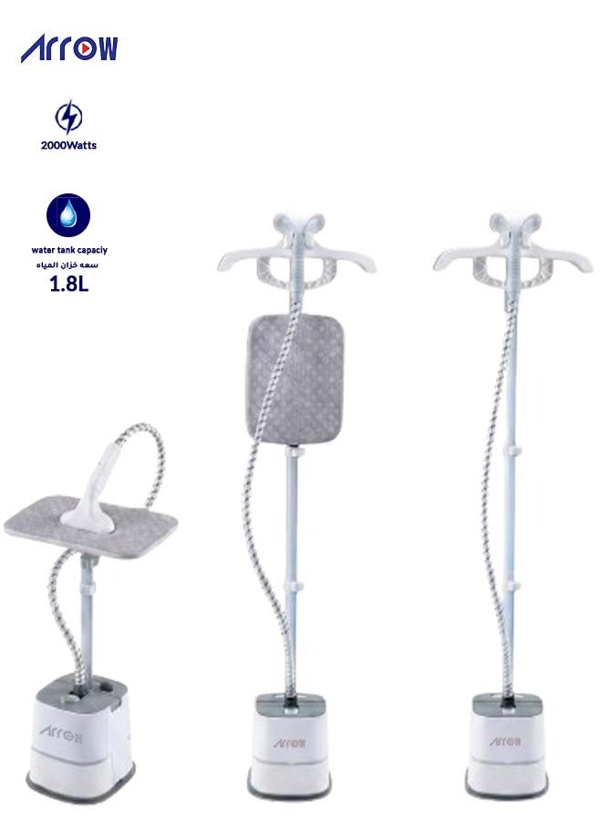 Arrow Garment Steamer 2000W 1.8L Water Tank – Fast 45s Heat-Up, Continuous Steam 38-40g/min, 10 Fabric Modes, Overheat Protection – RO-18GSH Gray/White - Image 1