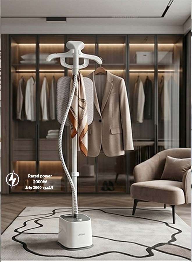 Arrow Garment Steamer 2000W 1.8L Water Tank – Fast 45s Heat-Up, Continuous Steam 38-40g/min, 10 Fabric Modes, Overheat Protection – RO-18GSH Gray/White - Image 2