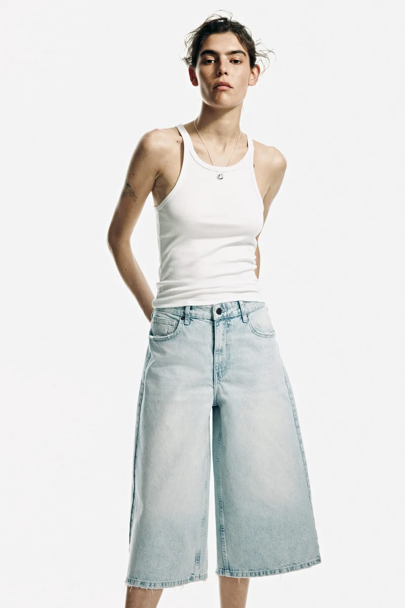 Wide Regular Waist Culotte Jeans