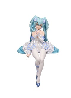 General Hatsune Miku Sitting Princess Pink Butterfly Flower Fairy Instant Noodle Pressed Hand-made Model Player Car Desktop Case Ornaments  - Image 1
