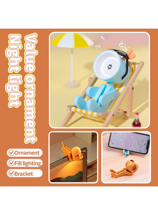 Cartoon Night Light Kid Lamp Mini Dog LED Desk Lamps Cute DIY Portable with Adjustable Phone Holder for Kids Students Bedroom Bookends Nursery Room  - Image 2
