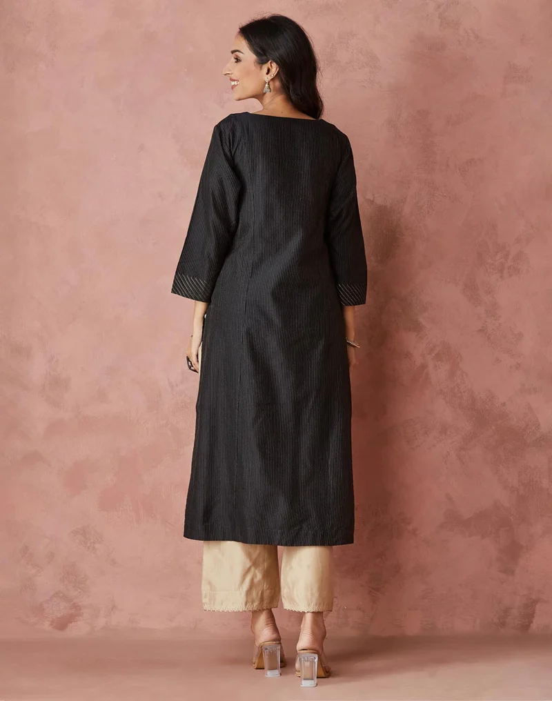 Fabindia Cotton Silk Blend Regular Fit Long Kurta