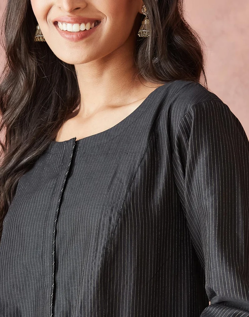Fabindia Cotton Silk Blend Regular Fit Long Kurta